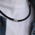 Ювелірний шнурок 4 мм зі срібними вставками камінчики